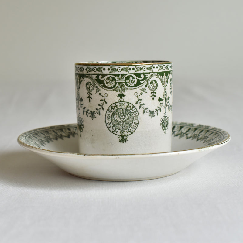 Antique cup and saucer Badonviller Empire C