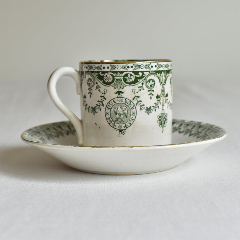 Antique cup and saucer Badonviller Empire C