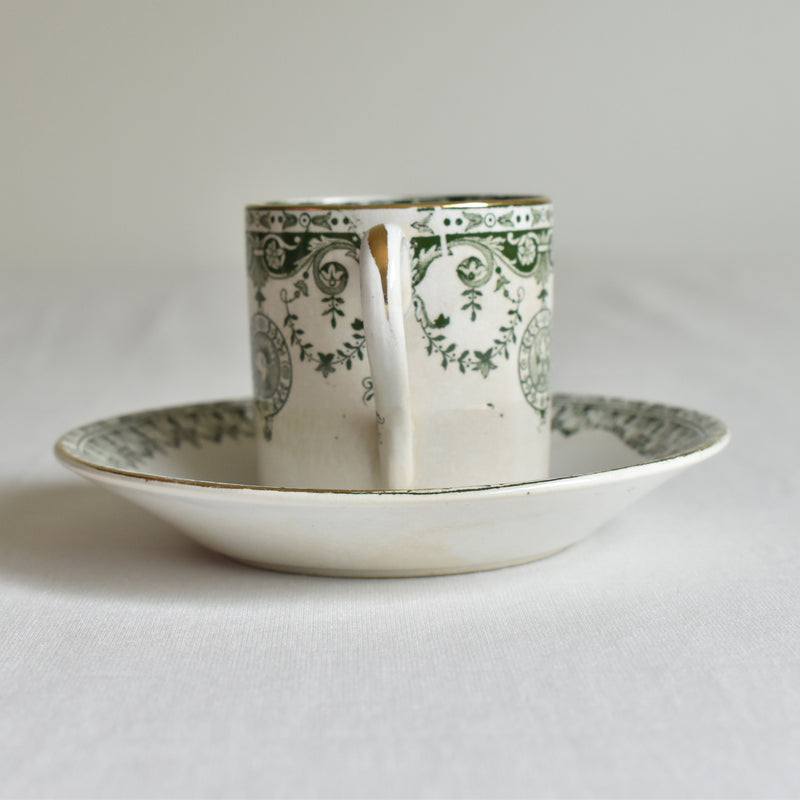 Antique cup and saucer Badonviller Empire C