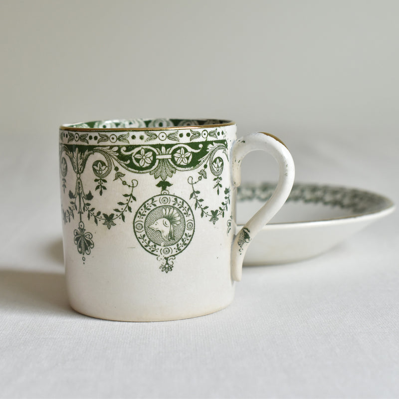 Antique cup and saucer Badonviller Empire C