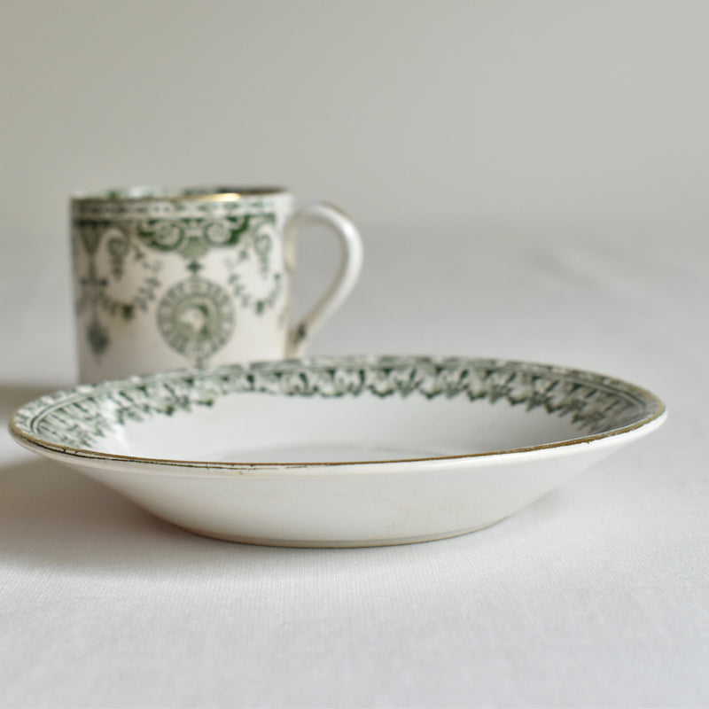 Antique cup and saucer Badonviller Empire C