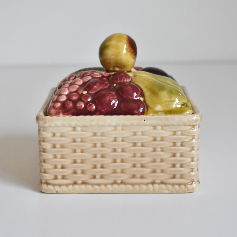 Vintage Barbotine Jam Pot Digoin & Sarreguemines Fruits
