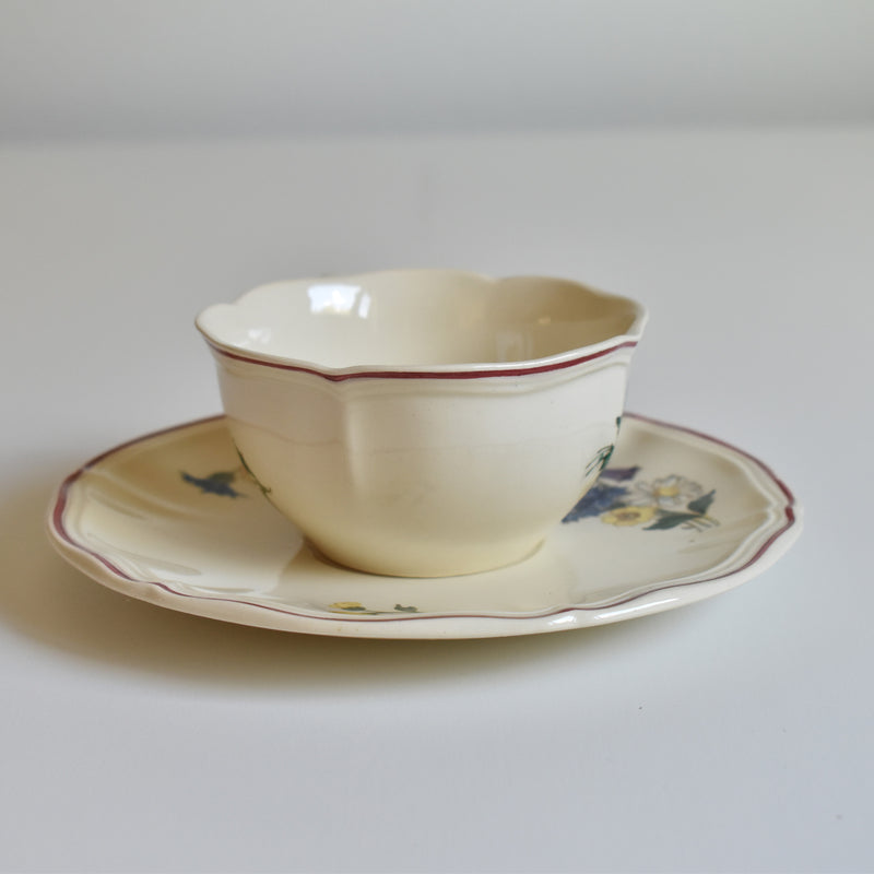 Vintage teacup and saucer, Digoin & Sarreguemines, Agreste A