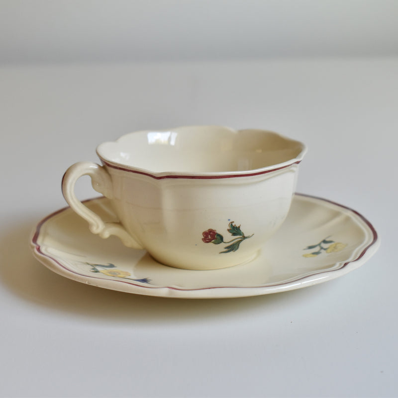 Vintage teacup and saucer, Digoin & Sarreguemines, Agreste A