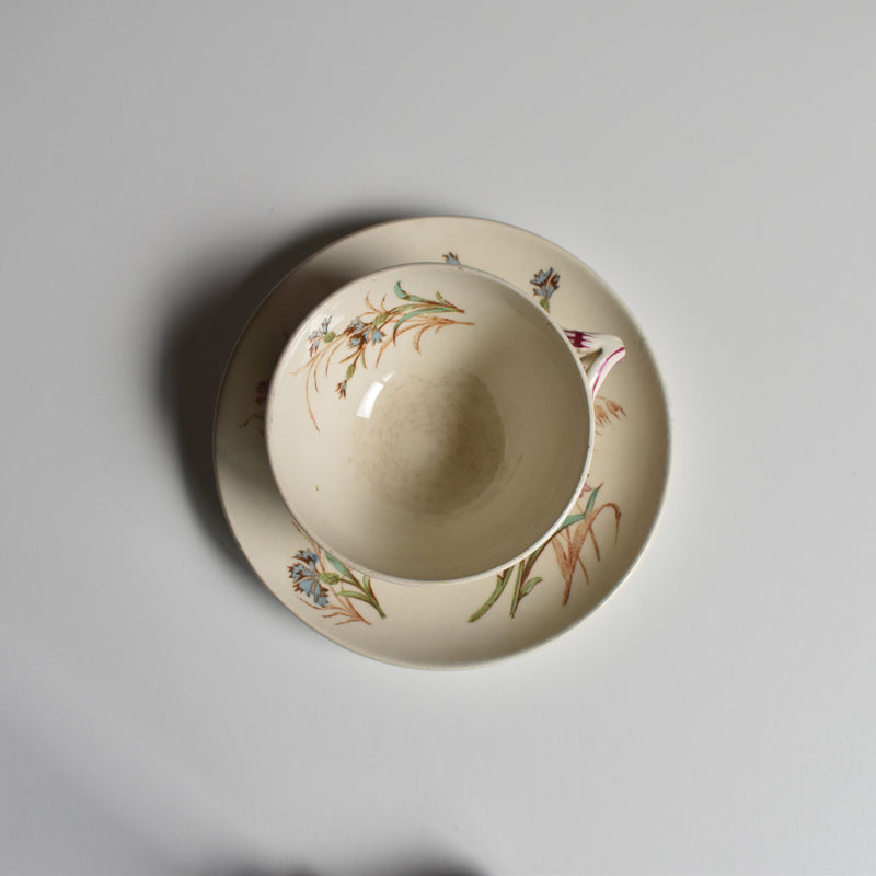 Antique Cup and Saucer K&G Luneville Bleuet C