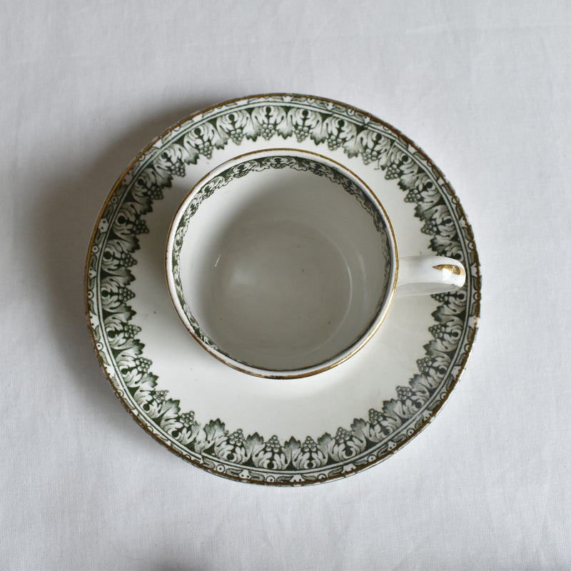 Antique cup and saucer Badonviller Empire B