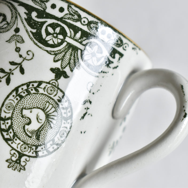 Antique cup and saucer Badonviller Empire B