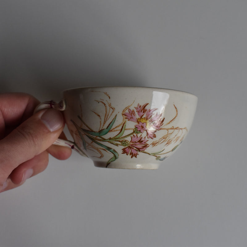 Antique Cup and Saucer K&G Luneville Bleuet C