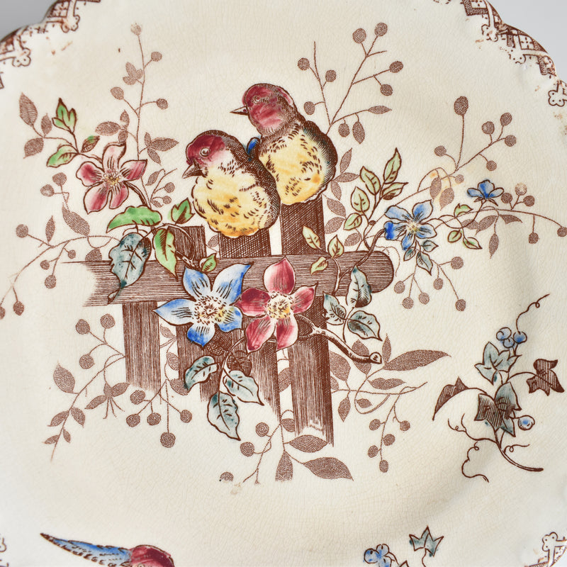 Antique Dessert Plate Onan Oiseaux A