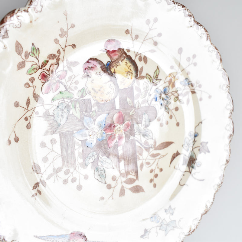 Antique Dessert Plate Onan Oiseaux A