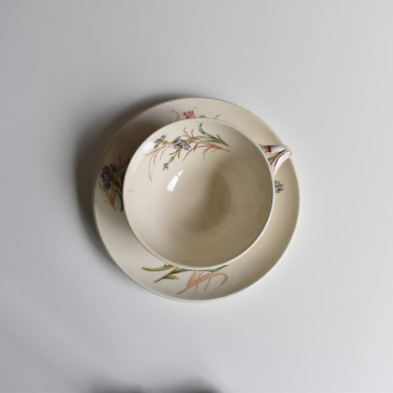 Antique Cup and Saucer K&G Lunéville Bleuet F