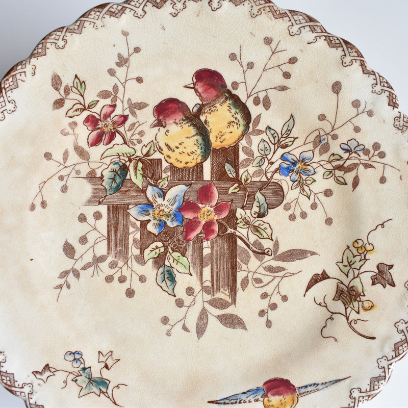 Antique Dessert Plate, Onan Oiseaux B