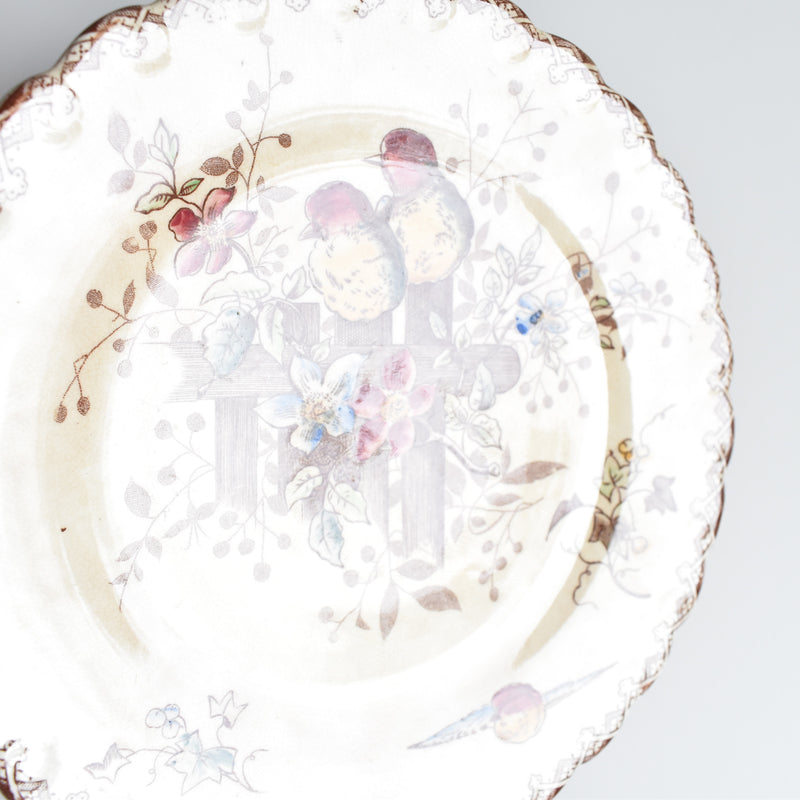 Antique Dessert Plate, Onan Oiseaux B