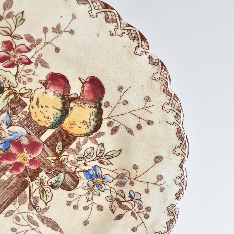 Antique Dessert Plate, Onan Oiseaux B