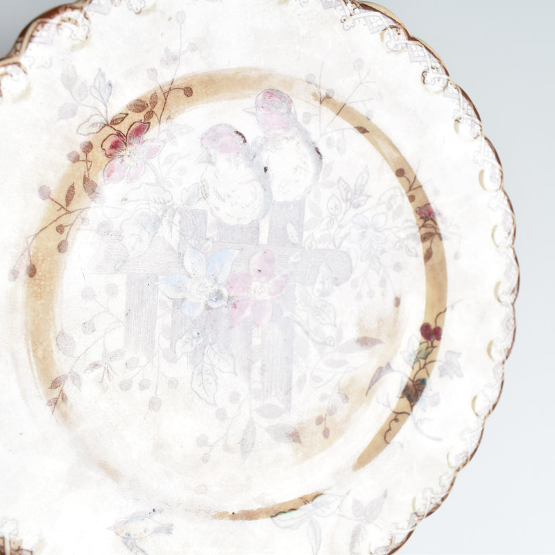 Antique Dessert Plate, Onan Oiseaux C