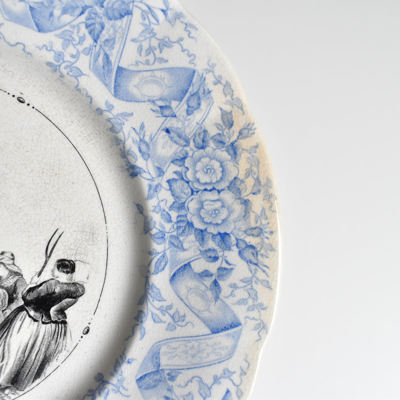 Antique Dessert Plate U&C Sarreguemines 1855 "Le bon curé"