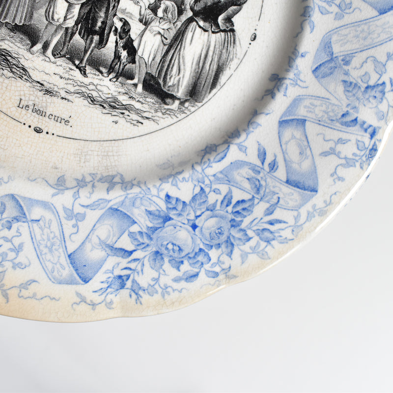 Antique Dessert Plate U&C Sarreguemines 1855 "Le bon curé"