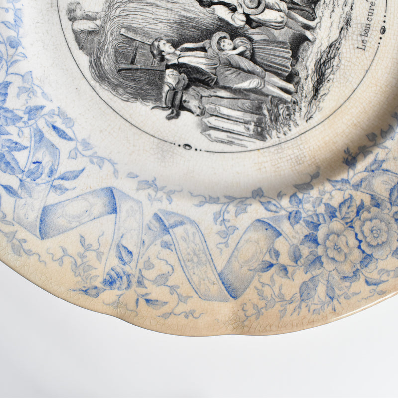 Antique Dessert Plate U&C Sarreguemines 1855 "Le bon curé"