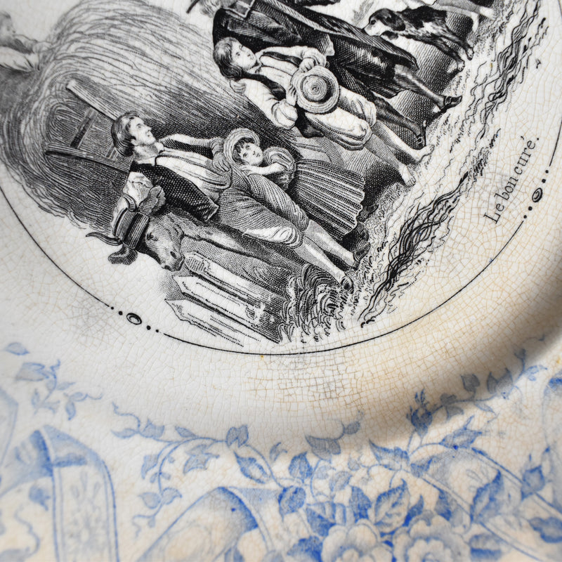 Antique Dessert Plate U&C Sarreguemines 1855 "Le bon curé"
