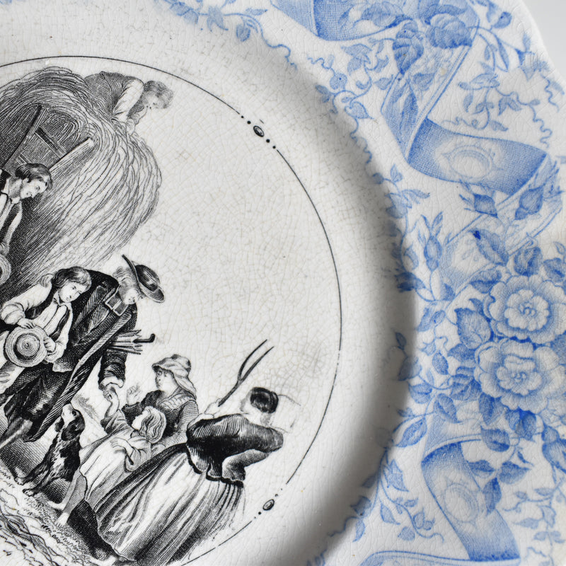 Antique Dessert Plate U&C Sarreguemines 1855 "Le bon curé"
