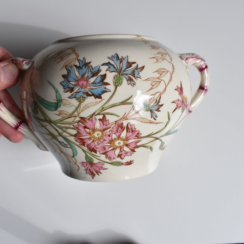 Antique Sugar Bowl K&G Luneville Bleuet