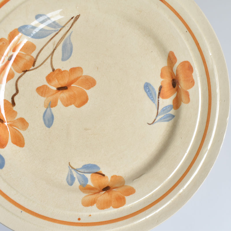 Vintage Dessert Plate Sarreguemines Fleurs Oranges D