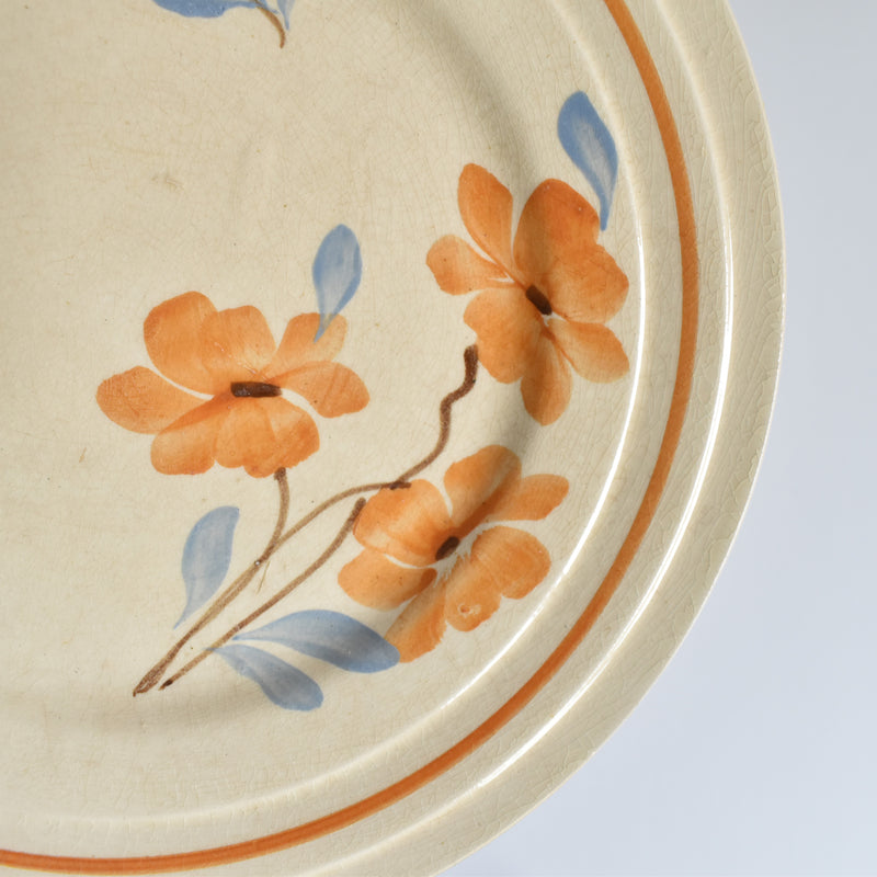 Vintage Dessert Plate Sarreguemines Fleurs Oranges D