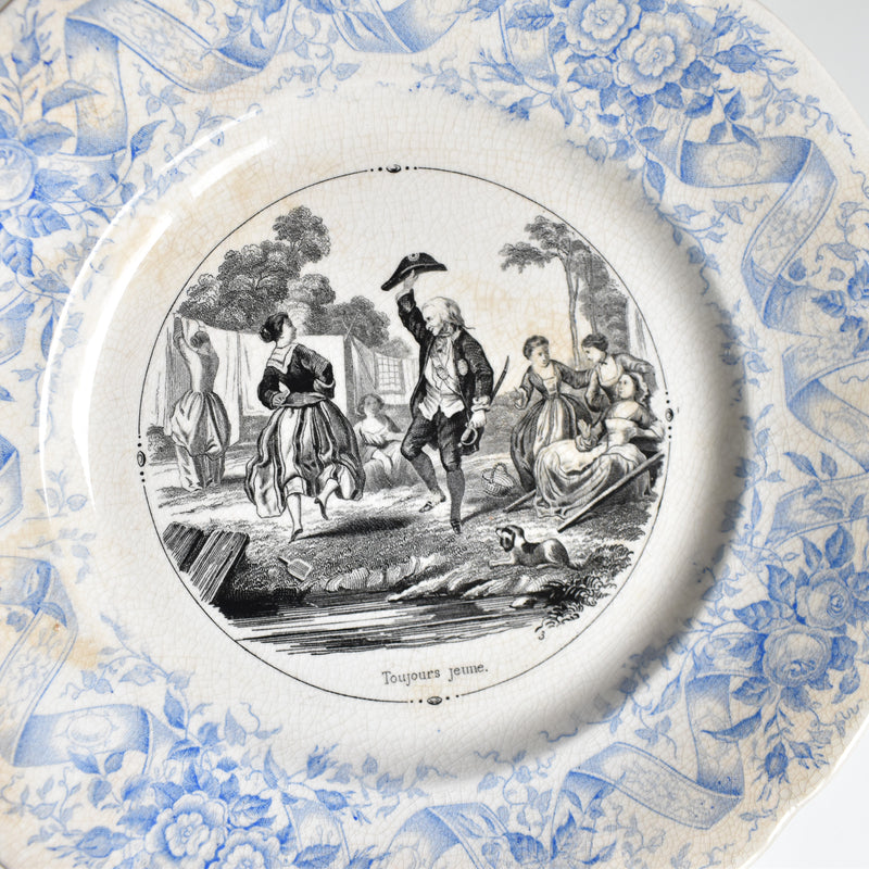 Antique Dessert Plate U&C Sarreguemines 1855 "Toujours Jeune"