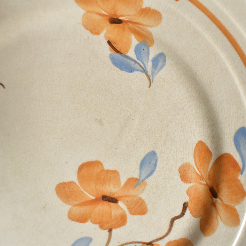 Vintage Dessert Plate Sarreguemines Fleurs Oranges D