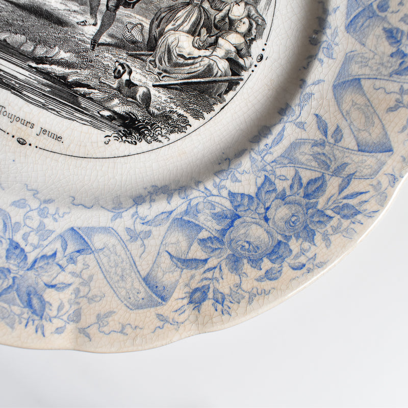 Antique Dessert Plate U&C Sarreguemines 1855 "Toujours Jeune"