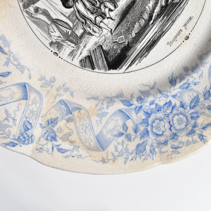Antique Dessert Plate U&C Sarreguemines 1855 "Toujours Jeune"
