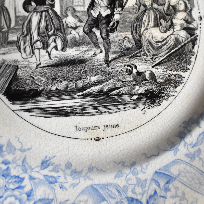 Antique Dessert Plate U&C Sarreguemines 1855 "Toujours Jeune"