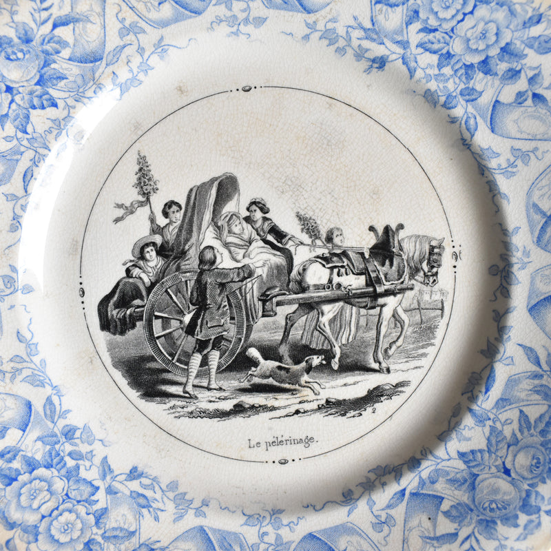 Antique Dessert Plate U&C Sarreguemines 1855 "Le pélérinage"