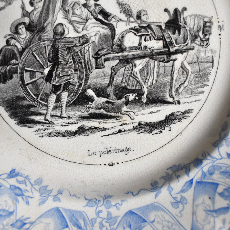 Antique Dessert Plate U&C Sarreguemines 1855 "Le pélérinage"