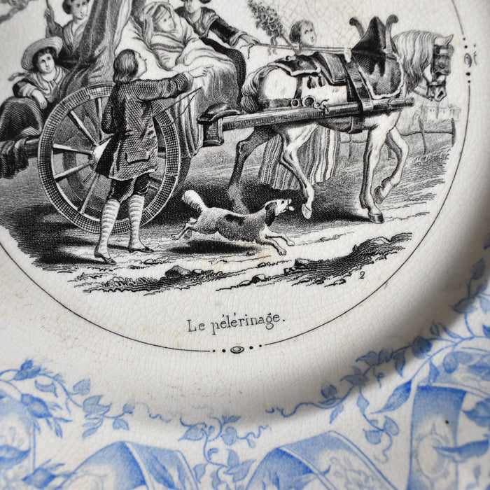 アンティークデザート絵皿 U&Cサルグミンヌ 1855年 "Le pélérinage"