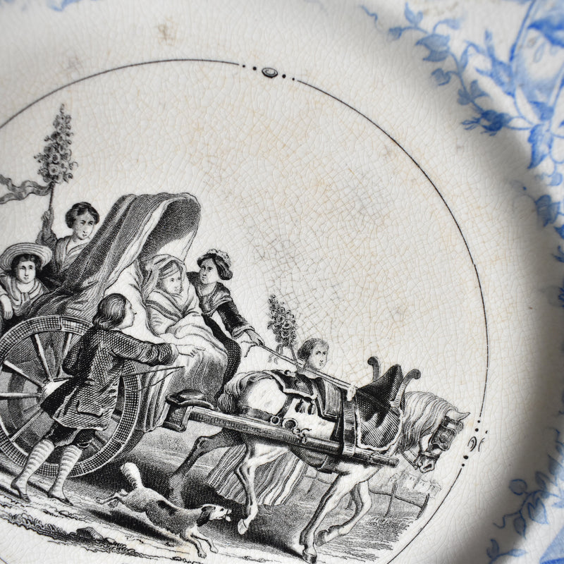 Antique Dessert Plate U&C Sarreguemines 1855 "Le pélérinage"