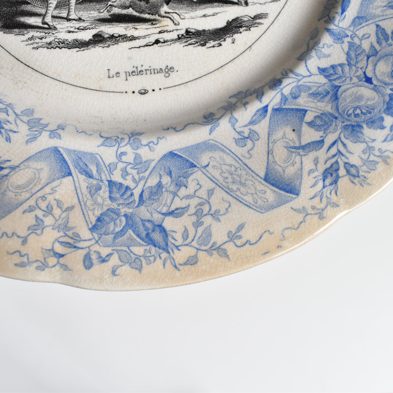 Antique Dessert Plate U&C Sarreguemines 1855 "Le pélérinage"