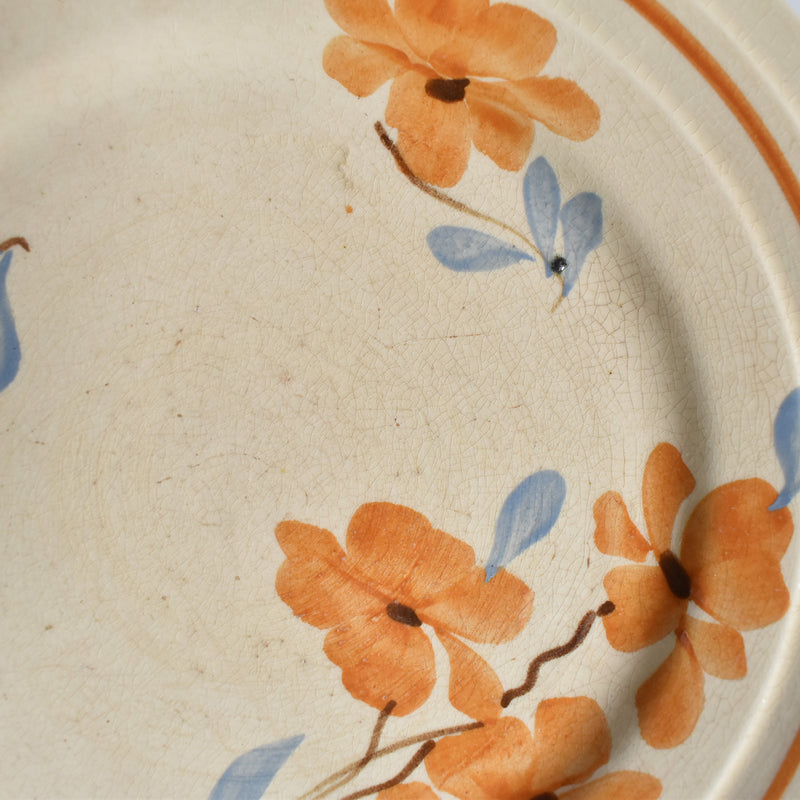 Vintage Dessert Plate Saint-Amand Fleurs Oranges E
