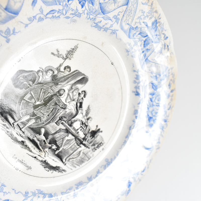 Antique Dessert Plate U&C Sarreguemines 1855 "Le pélérinage"