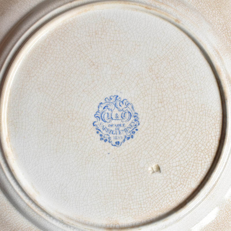 Antique dessert plate U&C Sarreguemines 1855 "Les feux de la St-Jean"