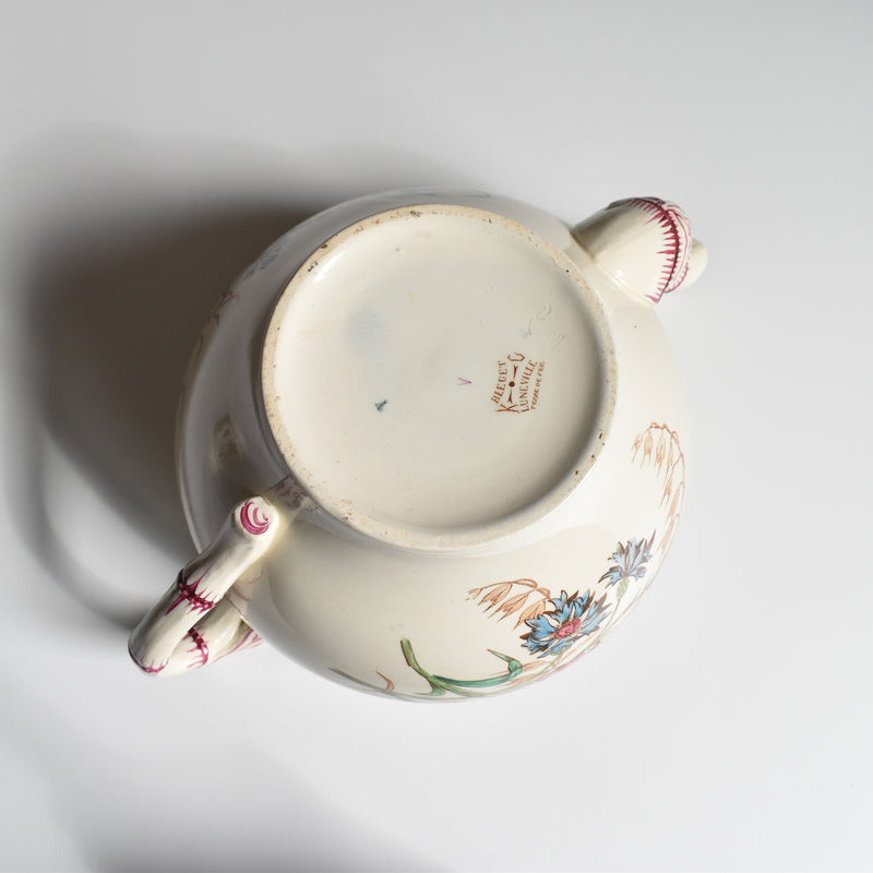 Antique Teapot K&G Luneville Bleuet