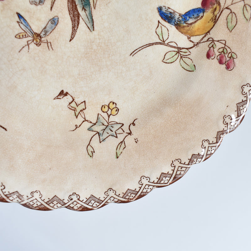 Antique Dessert Plate, Oiseaux G