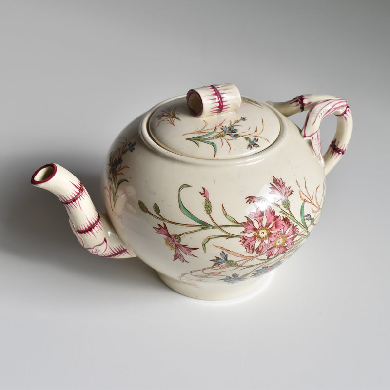 Antique Teapot K&G Luneville Bleuet