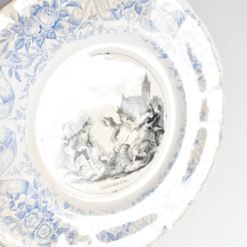Antique dessert plate U&C Sarreguemines 1855 "Les feux de la St-Jean"