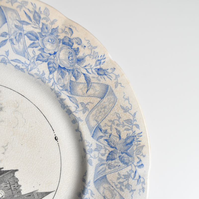 Antique dessert plate U&C Sarreguemines 1855 "Les feux de la St-Jean"