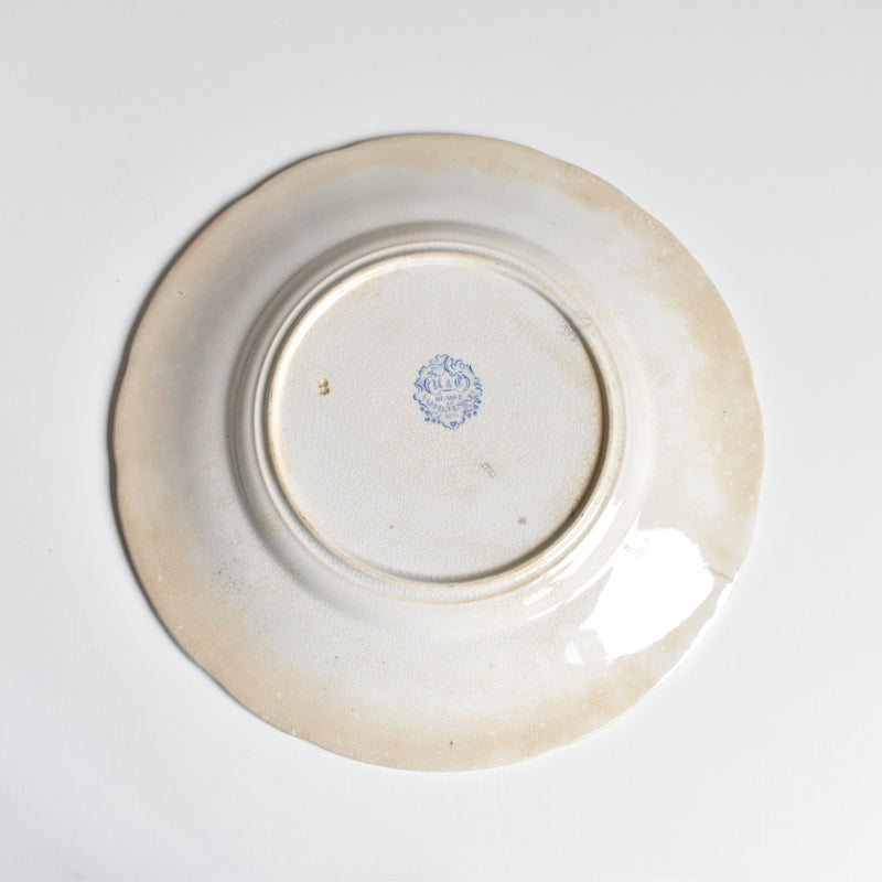 Antique Dessert Plate, U&C Sarreguemines, 1855, "Le rendez-vous des bergères"