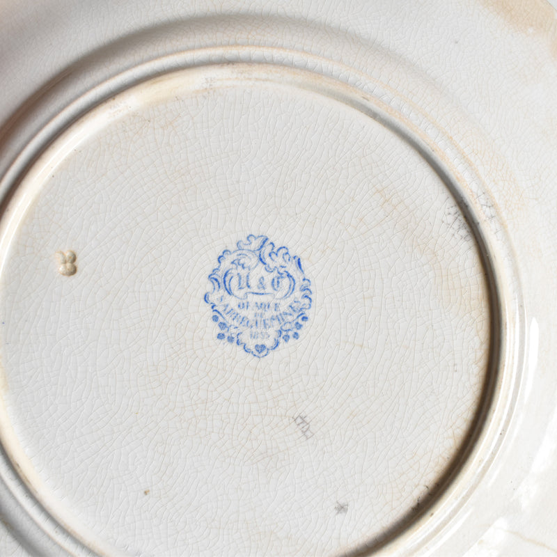 Antique Dessert Plate, U&C Sarreguemines, 1855, "Le rendez-vous des bergères"