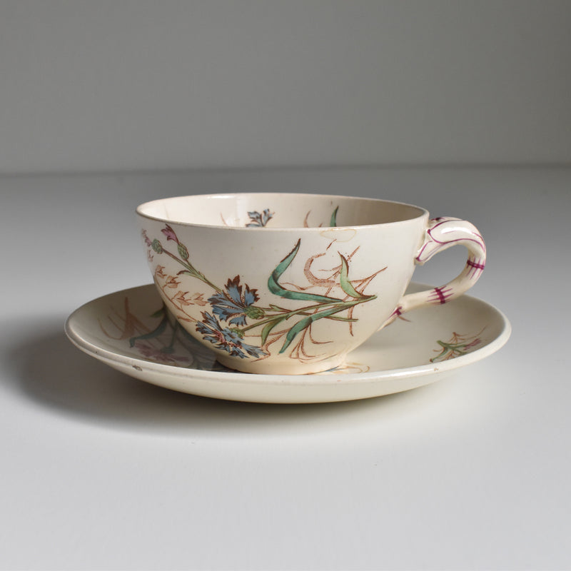 Antique Cup and Saucer K&G Lunéville Bleuet F