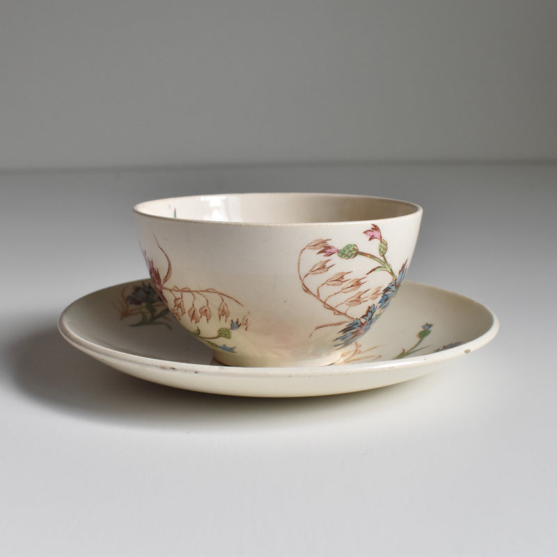 Antique Cup and Saucer K&G Lunéville Bleuet F