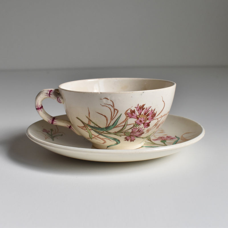 Antique Cup and Saucer K&G Lunéville Bleuet F